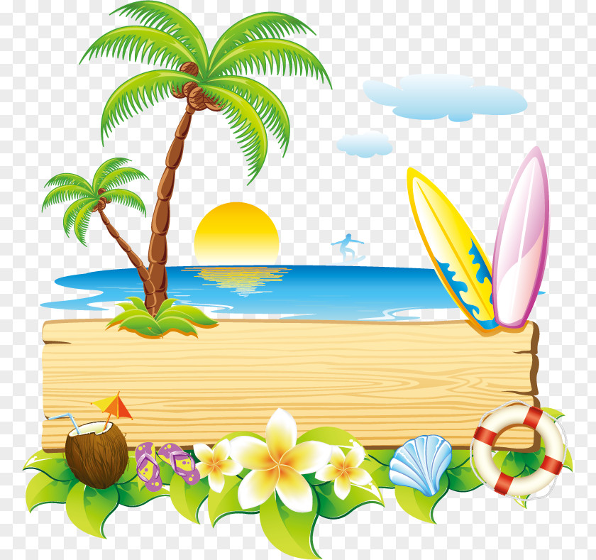 Summer Beach Scenery Vector Material Desktop Wallpaper Clip Art PNG