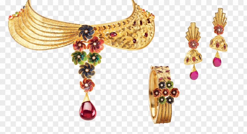 Necklace Earring Gemstone Choker Gold PNG