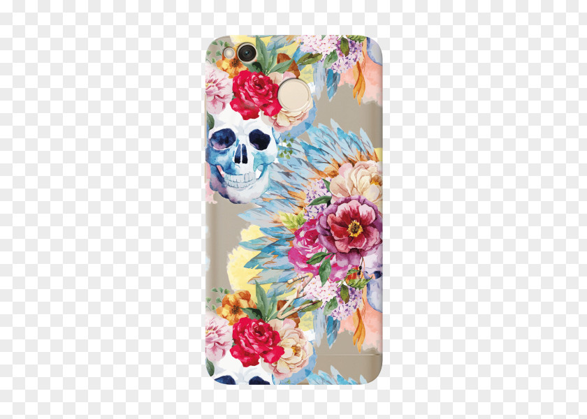 Skull Towel And Crossbones Floral Design Flower PNG