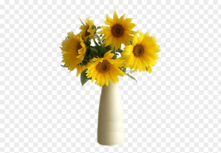 Vase With Twelve Sunflowers Painting Floral Design PNG