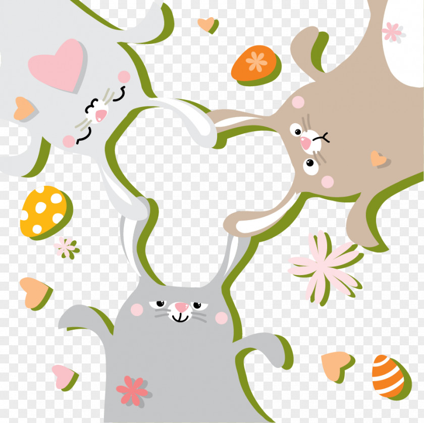 Vector Hand-painted Easter Bunny Egg Rabbit PNG