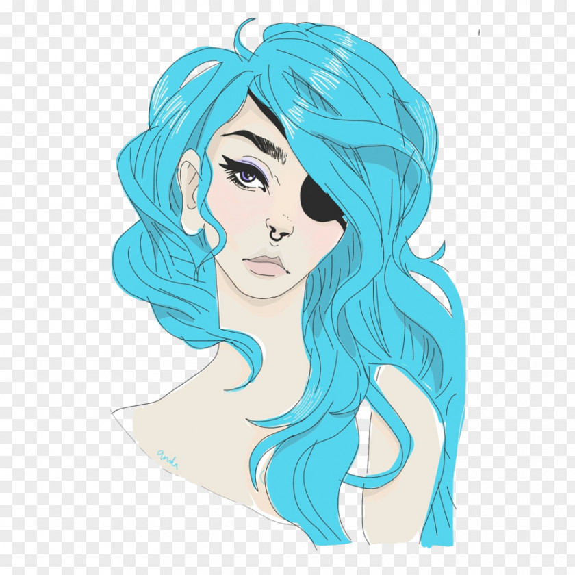 Hair Blue Drawing Black PNG