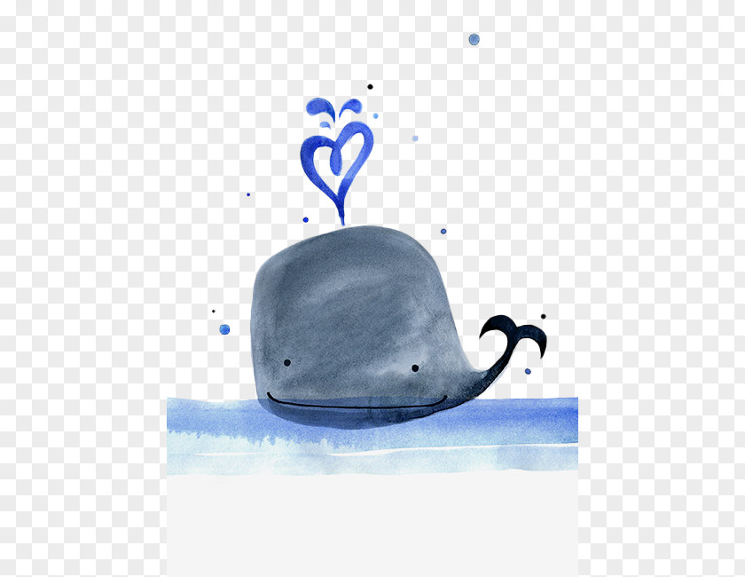 Hand-painted Whale Feeling PNG