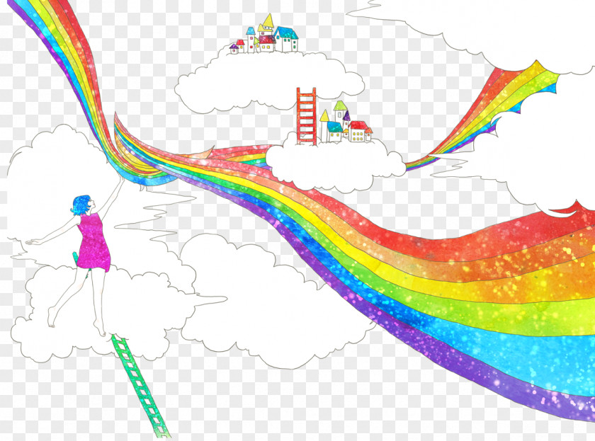 Dream Castle Cartoon Child Rainbow Illustration PNG