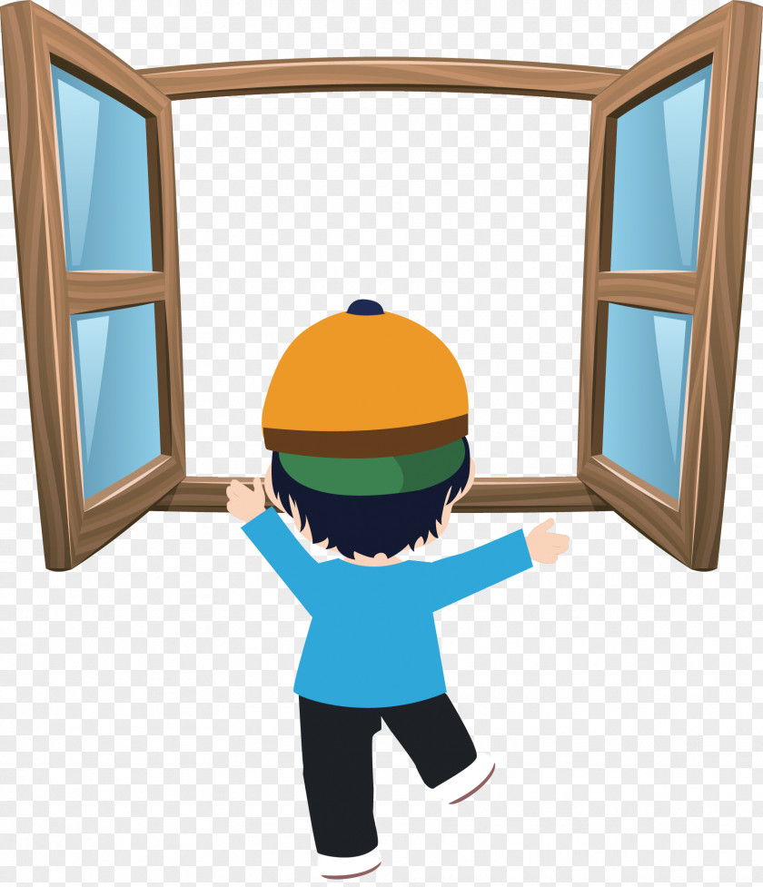 Vector Hand-painted Open Windows Window Cartoon Clip Art PNG