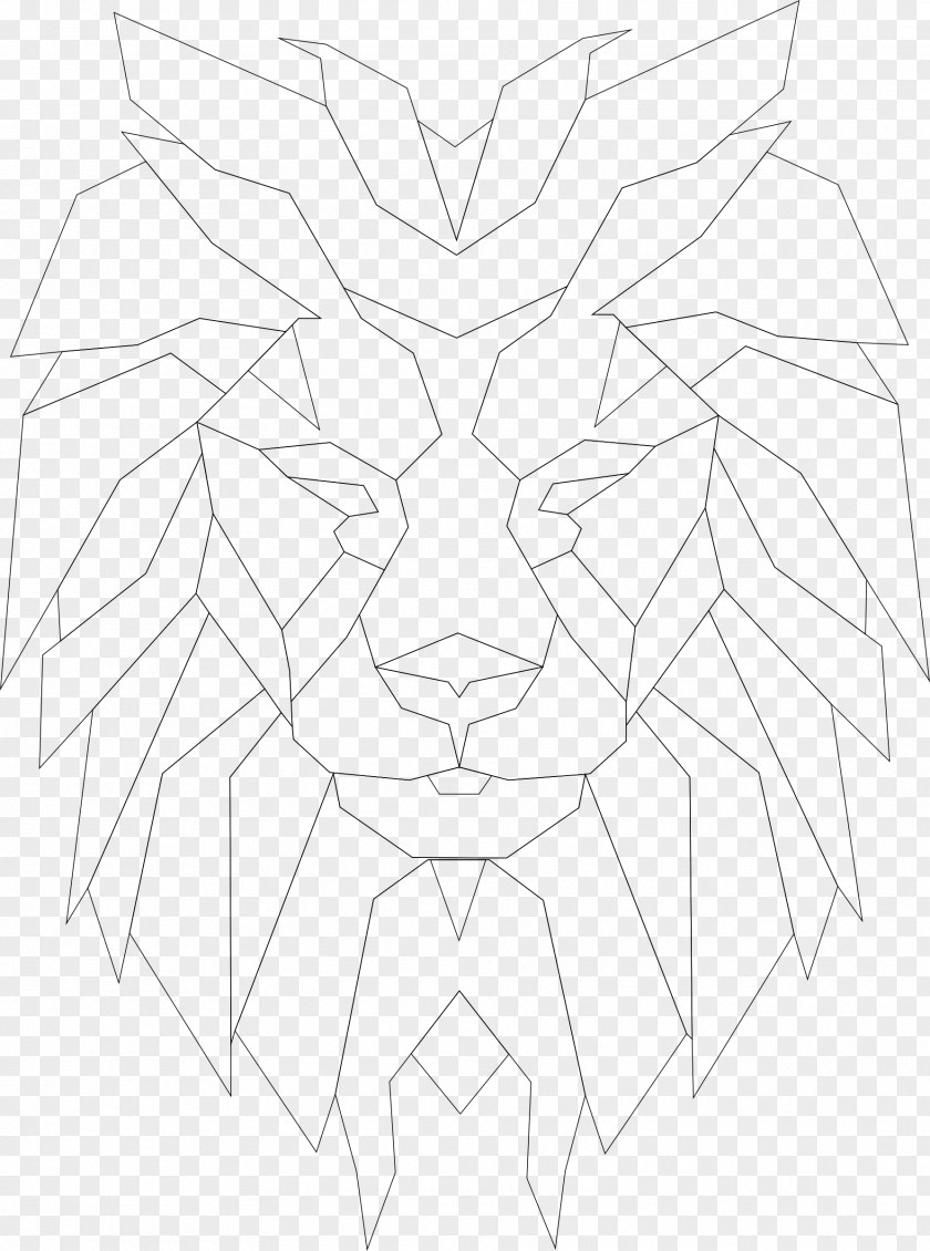 Polygonal Line Art Black And White Drawing Monochrome Sketch PNG