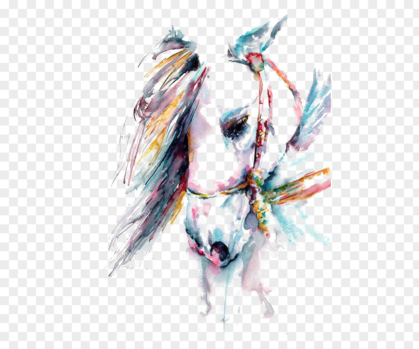 Horse Watercolor Painting Art White PNG