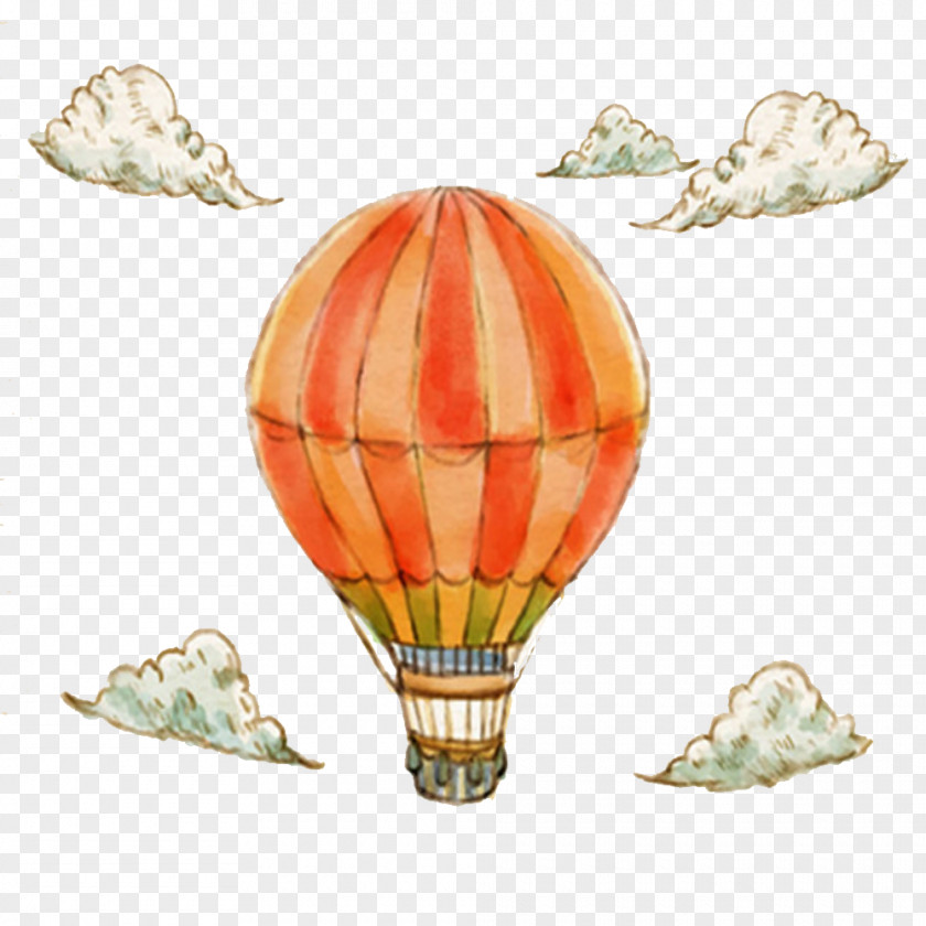 Orange Hot Air Balloon Is Inserted Airplane Euclidean Vector PNG