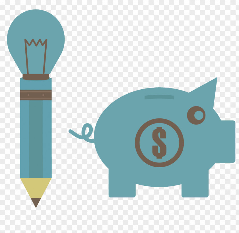 Creative Pencil Piggy Bank Saving Button Money Download Icon PNG