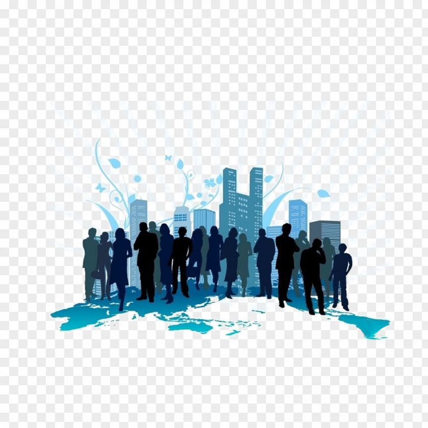 The City Was Crowded With Silhouettes Business Professional High-definition Television Wallpaper PNG
