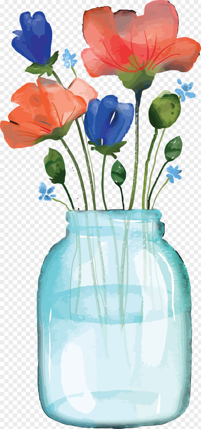 Vase Flower Cut Flowers Turquoise Plant PNG