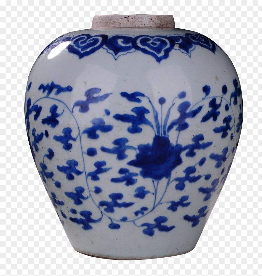 In Blue And White Lotus Tank Pottery Ceramic Porcelain PNG