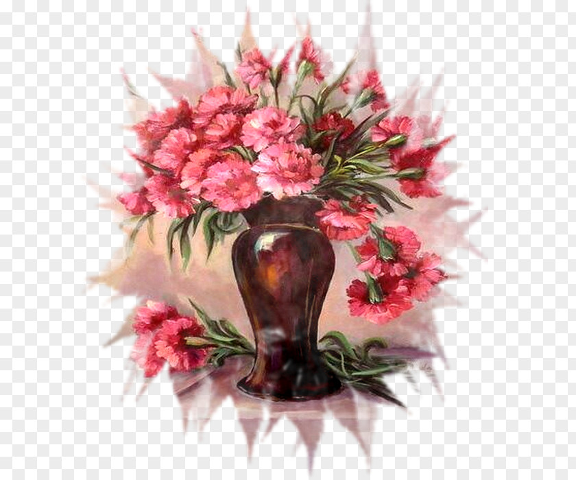 Painting Still Life With Flowers In A Glass Vase Floral Design PNG