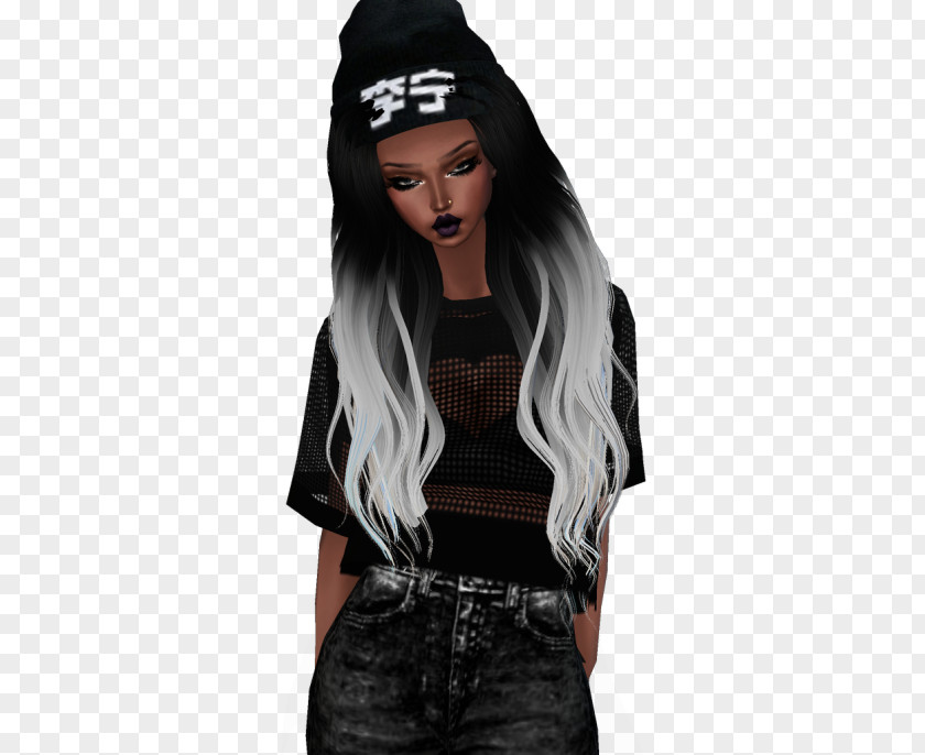 Beanie Black Hair Wig Sleeve PNG