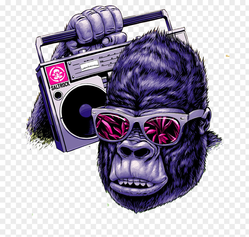 Cartoon Rock Music Graffiti PNG music Graffiti, orangutan, monkey holding radio clipart PNG
