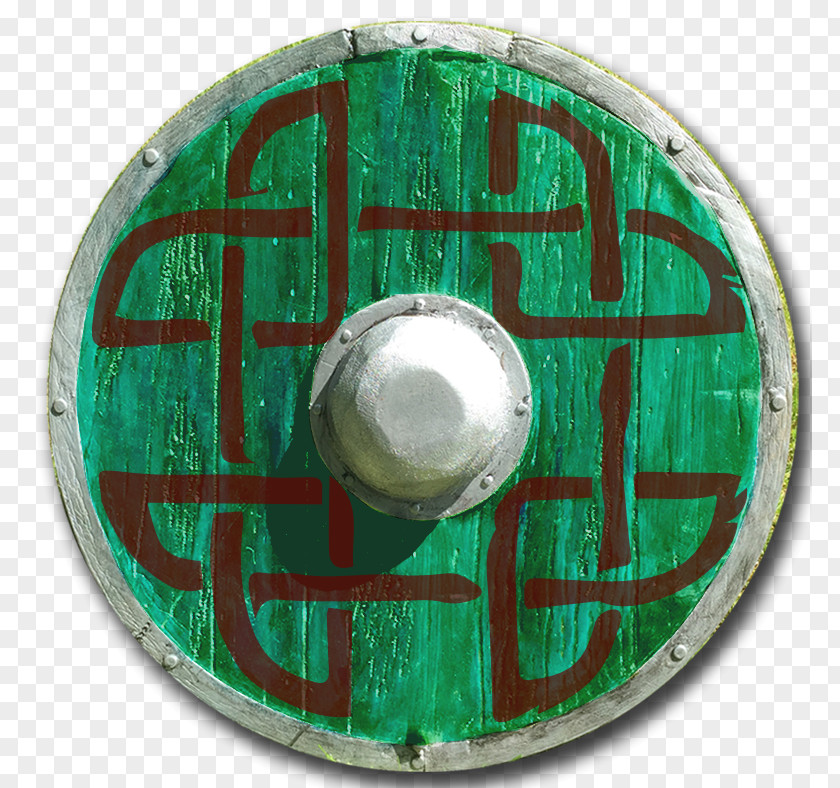 Round Shield Celtic Knot Green Wood PNG