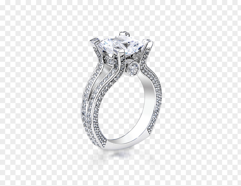 Cubic Zirconia Princess Cut Wedding Ring PNG