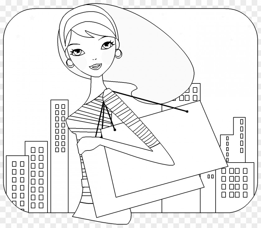 Bags Template Coloring Book Drawing Shopping Illustration Black And White PNG