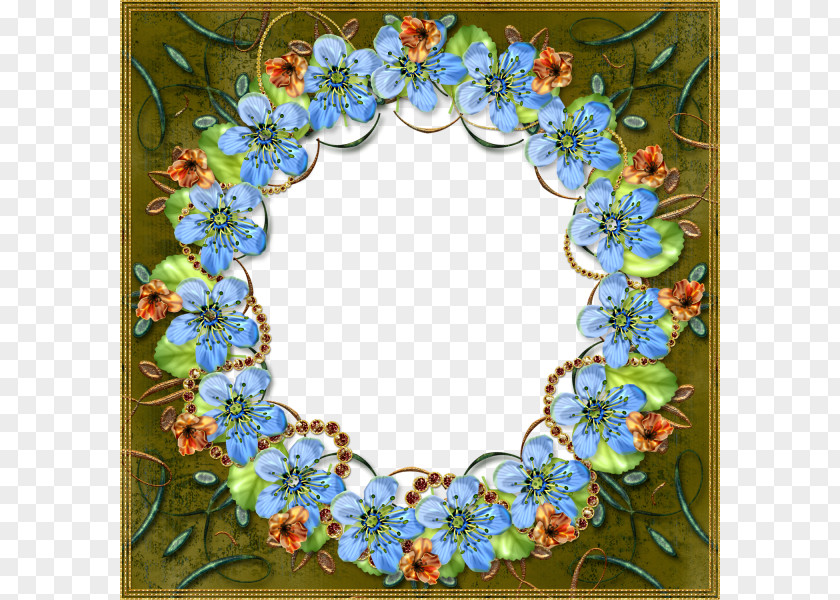 Hand-painted Blue Garland Border Ceiling Clip Art PNG