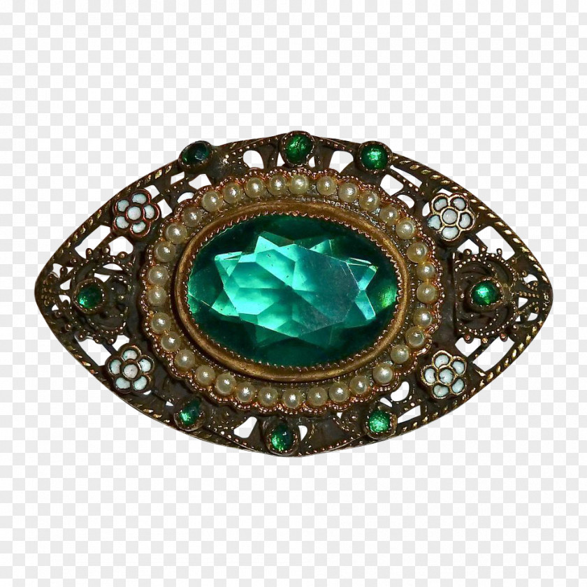 Enamel Filigree Ring Brooch Emerald M Therapeutic Riding Center PNG