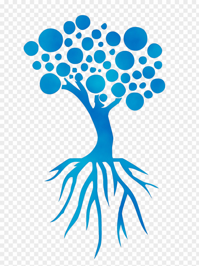 Line Art Electric Blue Turquoise Tree Plant PNG