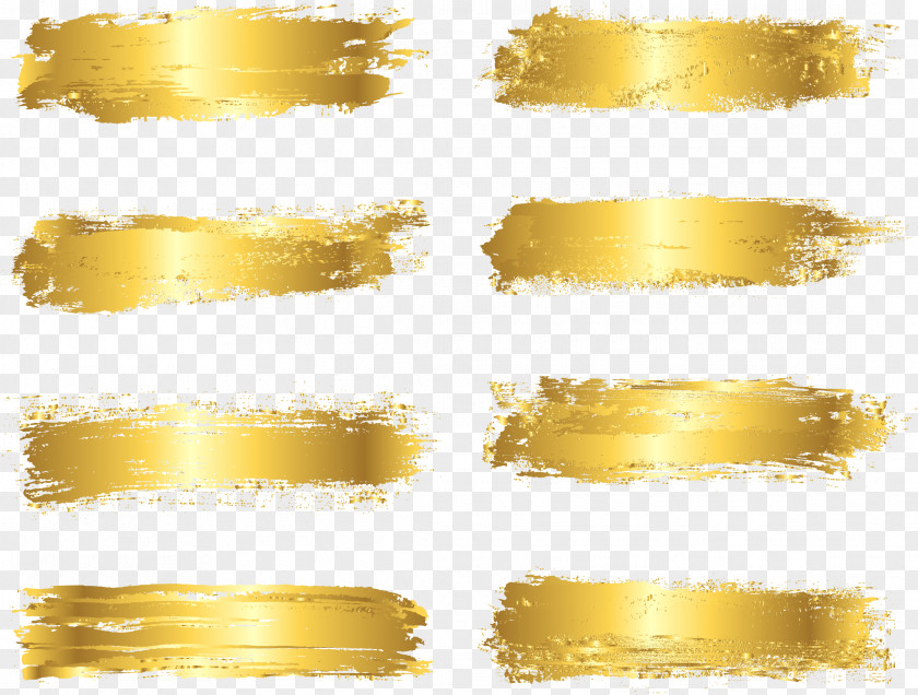 Vector Painted Gold Foil Ink Brush PNG