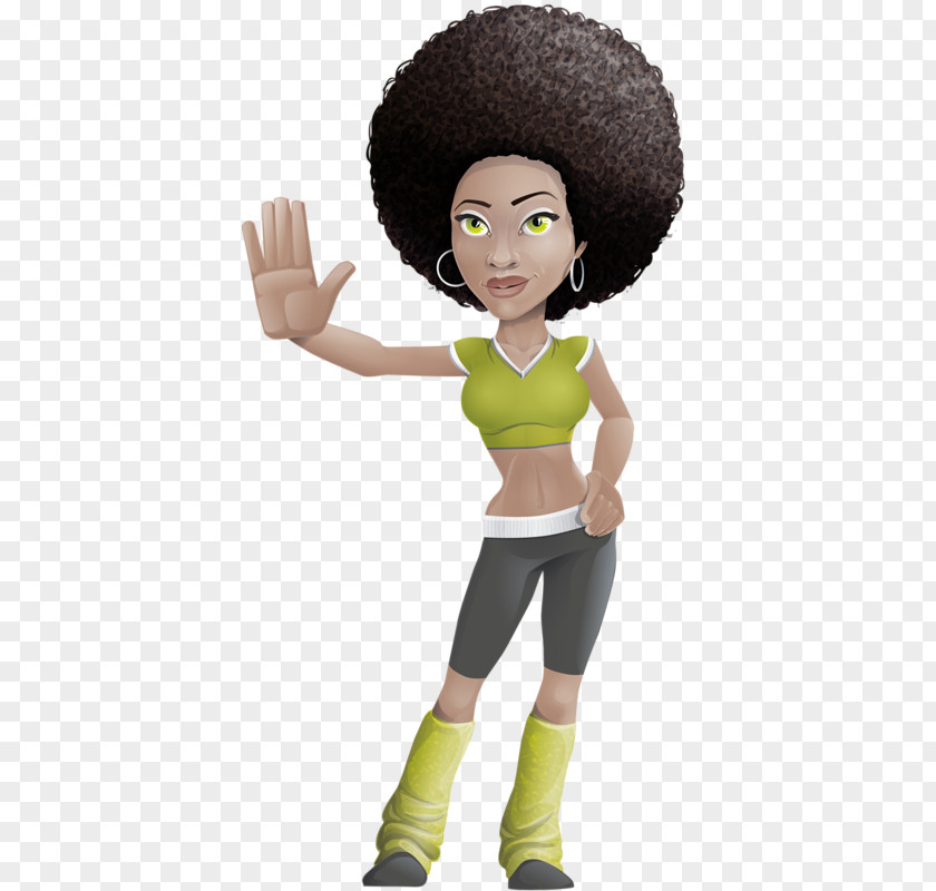 Curly Hair Woman Bodybuilding Cartoon Weight Training Fitness Centre PNG