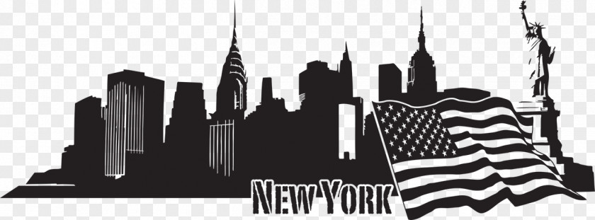 New York Skyline City Wall Decal PNG