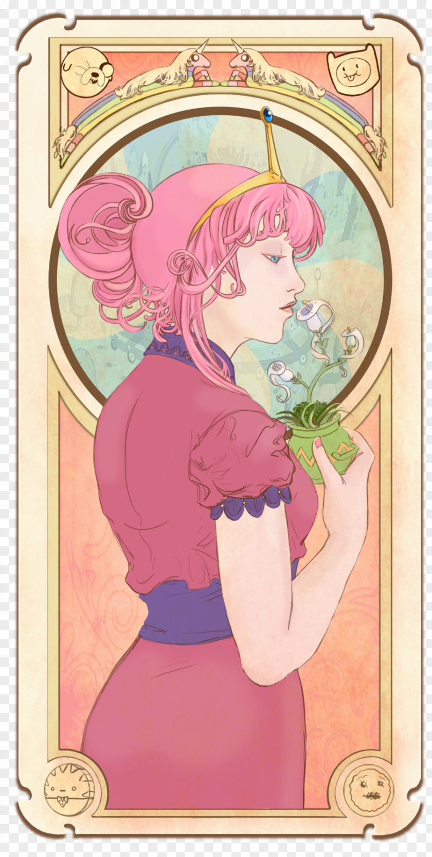 Princess Bubblegum Art Nouveau Concept PNG