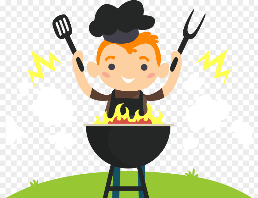 Vector Cartoon Little Chef Barbecue Churrasco Barbacoa PNG