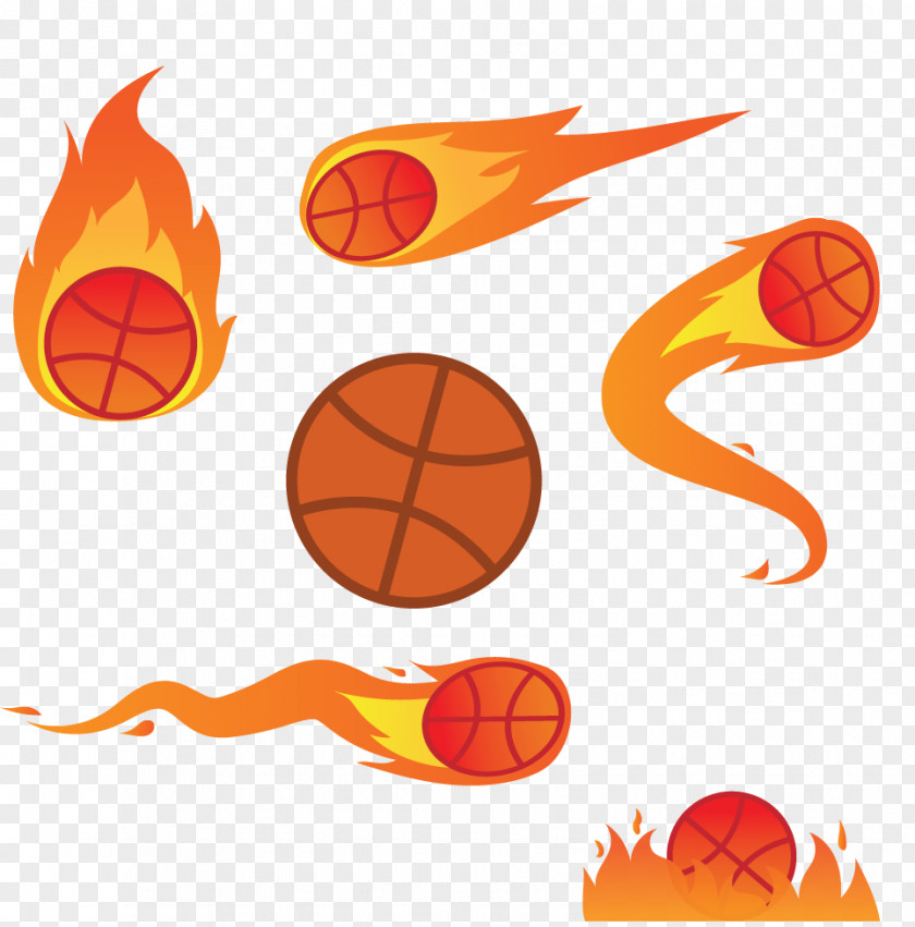Vector Fireball Decorative Material Basketball Euclidean Fire Icon PNG