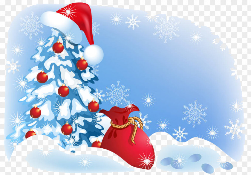 Christmas Hat On Snow Tree Santa Claus Animation PNG