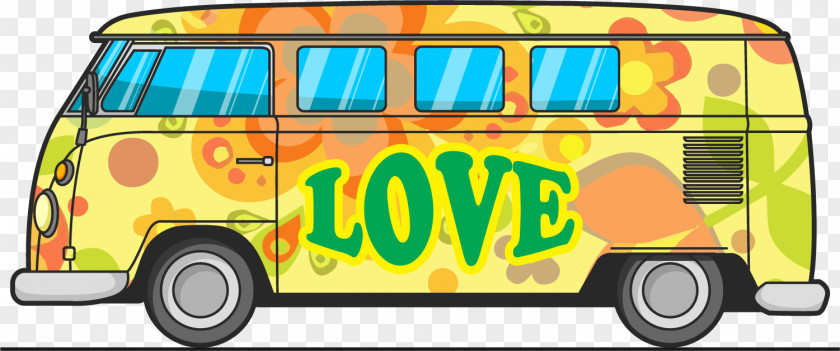 Hand-painted Yellow Car Bus Van Drawing PNG