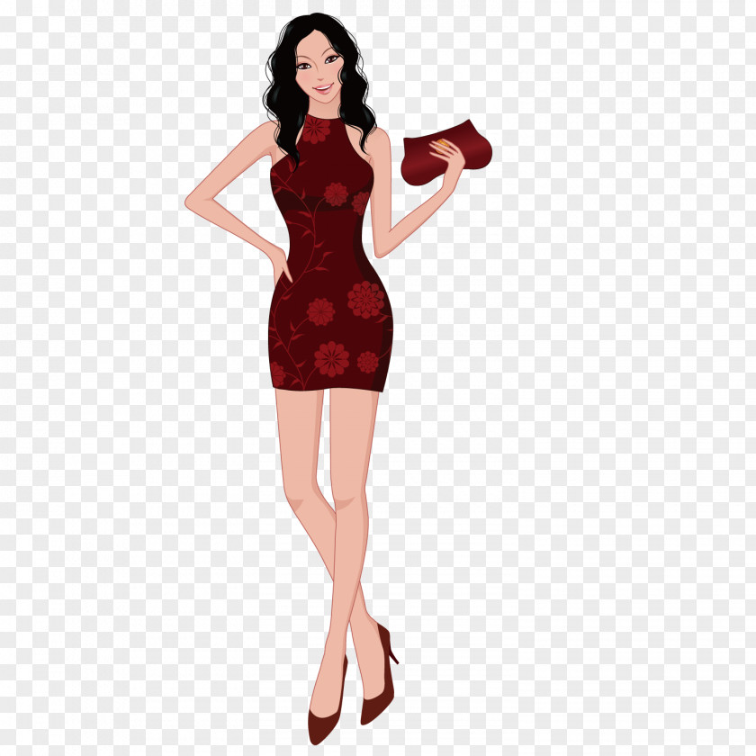 Holding The Wallet Of Beauty Model Fashion Clothing PNG