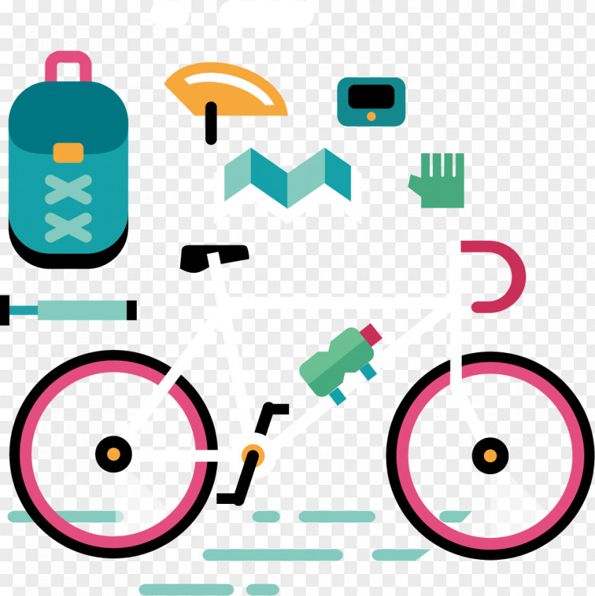 Cartoon Bicycle Parts Pump Tire Animation PNG