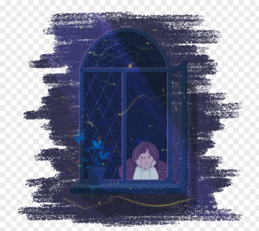 Hand Painted Windows In The Night Window Painting Illustration PNG