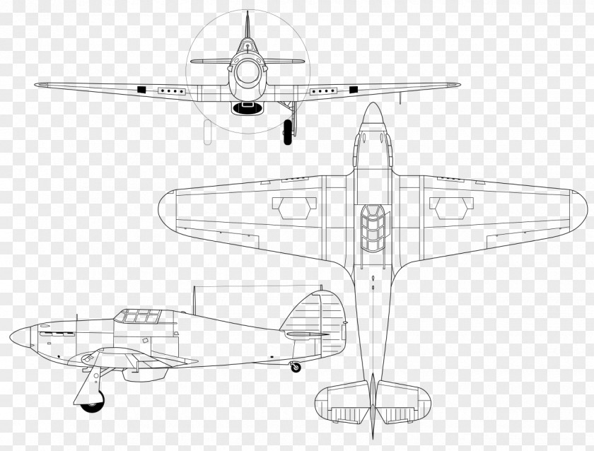 Airplane Line Art Propeller Drawing Hawker Hurricane PNG