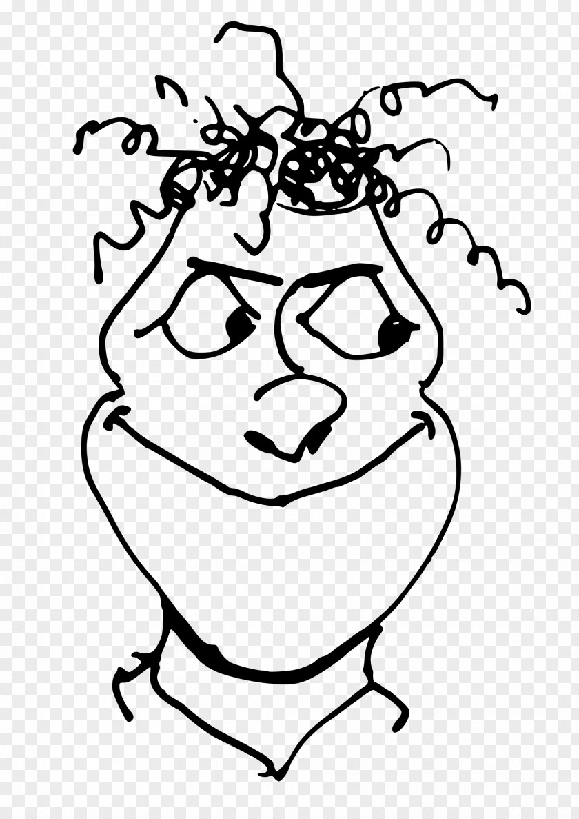Curly Hair Cartoon Black And White Drawing Clip Art PNG