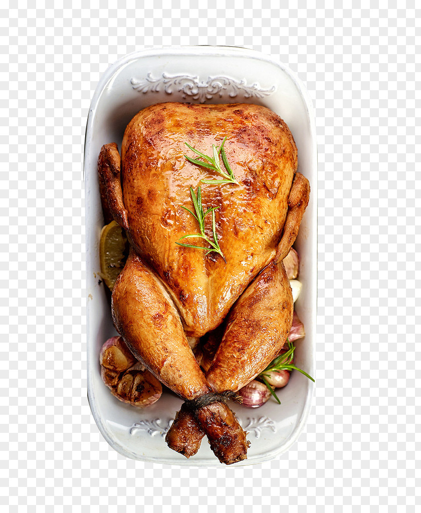 Roast Chicken Barbecue Leg Fried Stuffing PNG chicken Stuffing, A roast chicken, roasted whole in white casserole clipart PNG