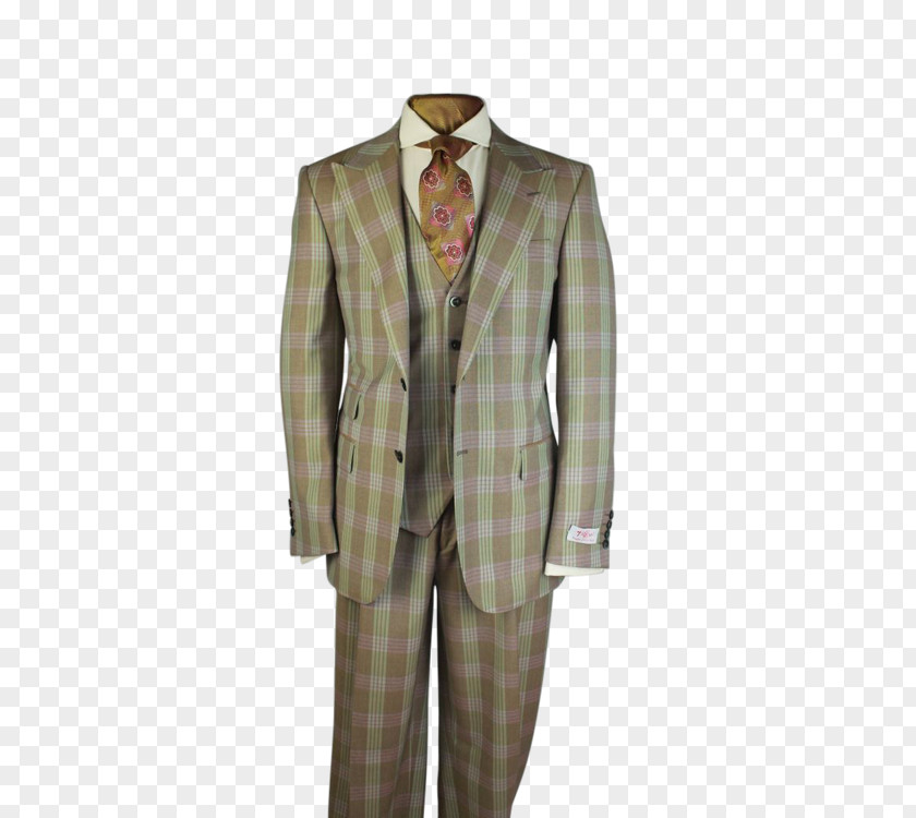 Suit Tuxedo Green Tartan Single-breasted PNG