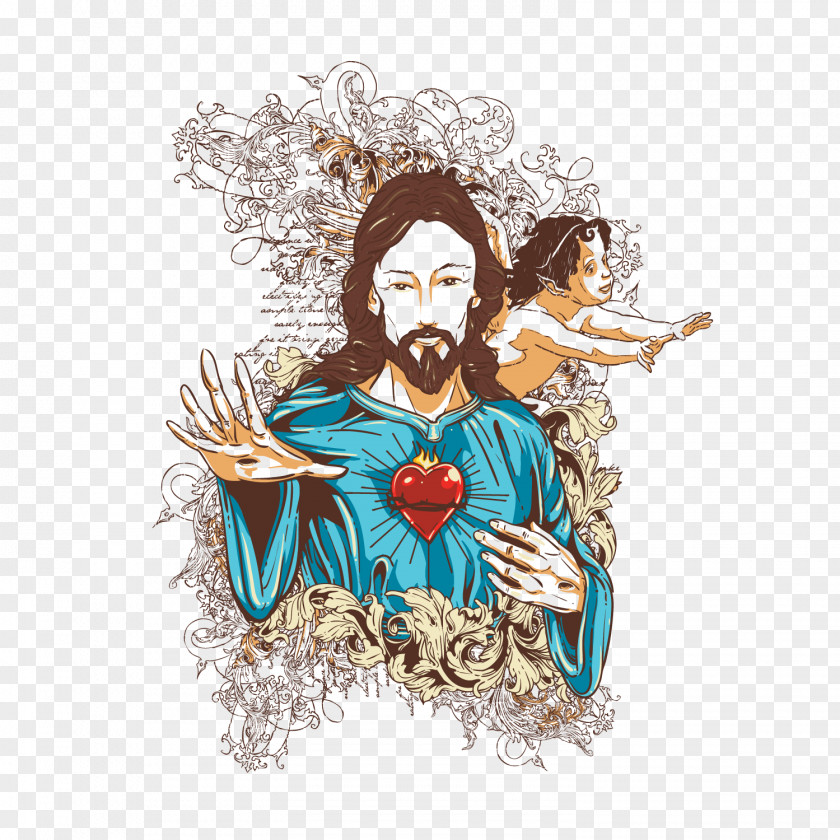 Vector Jesus Resurrected Colored Man. Illustration PNG