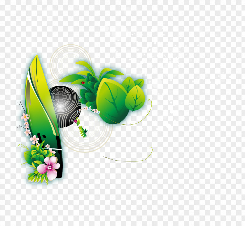Fresh Green Background Vector Elements Wallpaper PNG