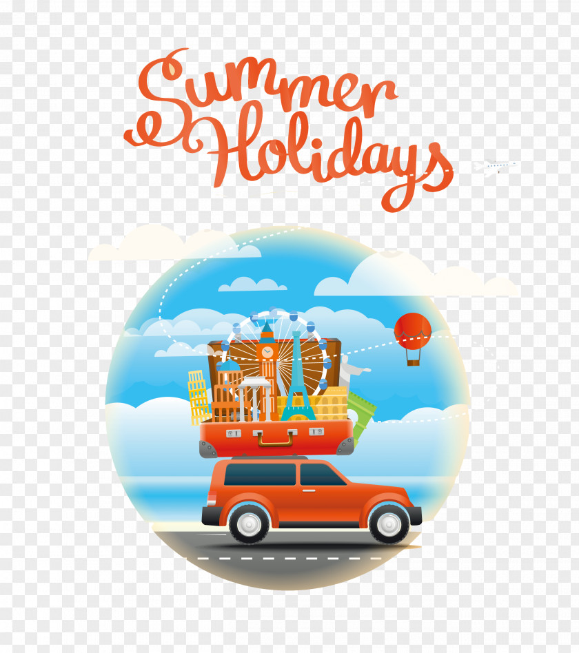 Summer Travel Art Word Vector Illustration Vacation Photography PNG