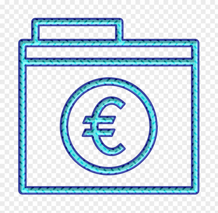 Electric Blue Rectangle Currency Icon Euro Finance PNG