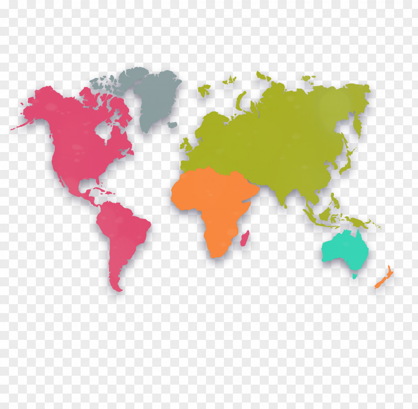 Colorful Vector Map World Globe Clip Art PNG
