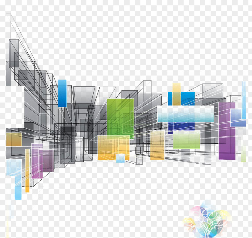 Science Fiction Elements Design Vector Background Modern Architecture Mural PNG
