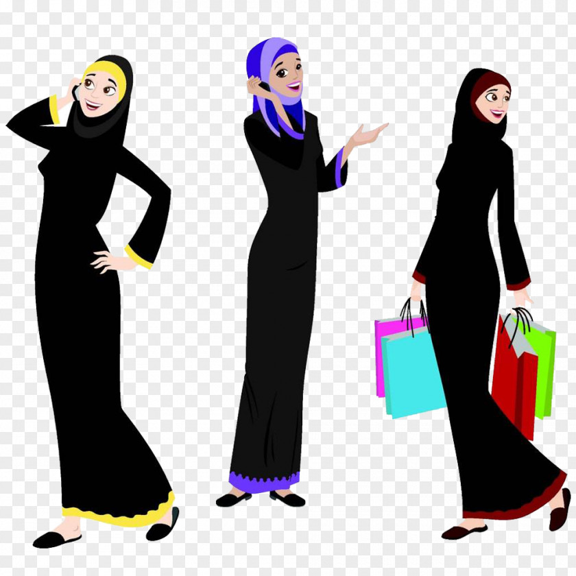 Three Fashionable Hui Women Dubai Digital Marketing Search Engine Optimization Web Illustration PNG