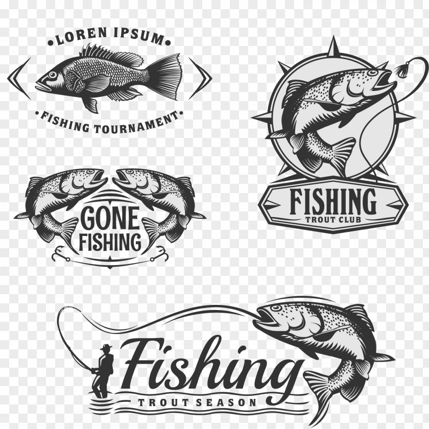 Black Fishing Label Vector Fly Angling PNG