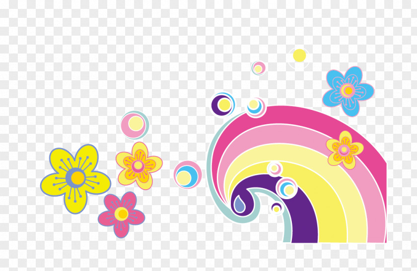 Vector Material Rainbow Petals PNG