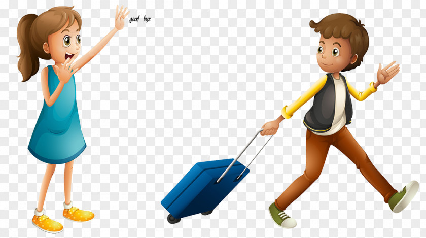 Illustration Two People Waved Goodbye Respectively Royalty-free Clip Art PNG